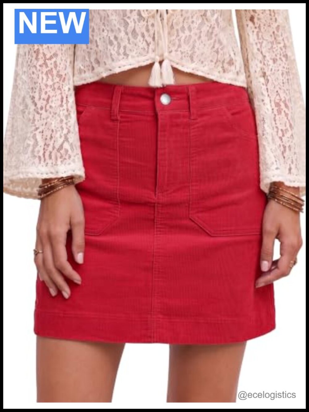 Women's Corduroy Skirt High Waisted A-Line with Pockets Button Closure Fall